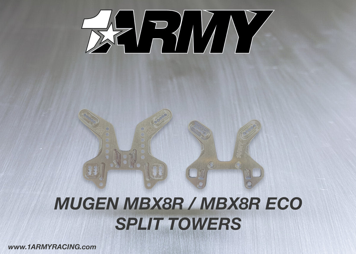 1ARMY Split Shock Towers – Mugen MBX8R / MBX8R Eco
